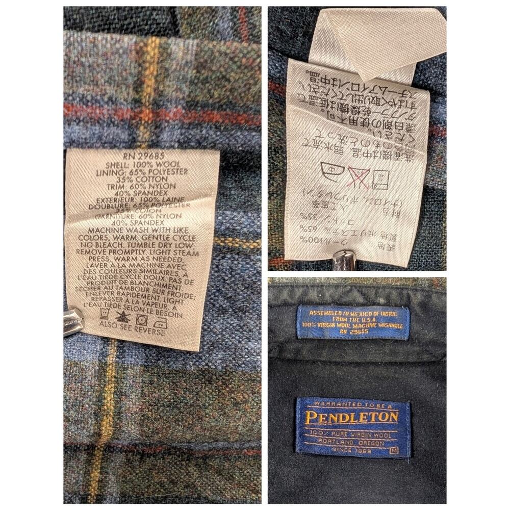 Pendleton Men's M 100% Virgin Wool Plaid Elbow Patch Trail Button Shirt EUC - Picture 11 of 11